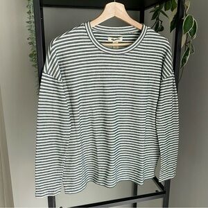 NWT Madewell Stripe Saunter Lounge Top in Spruce Green